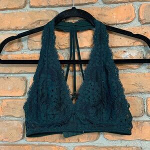 SHEIN Women's Strappy Floral‎ Lace Racerback Unlined Bralette Green - Size XS